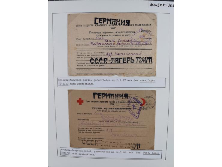 1941/47, umfangreiche Sammlung “Kriegsgefangenen- und Suchdienstpost” mit vielen verschiedenen Lagern, Zensuren, Überrolller,