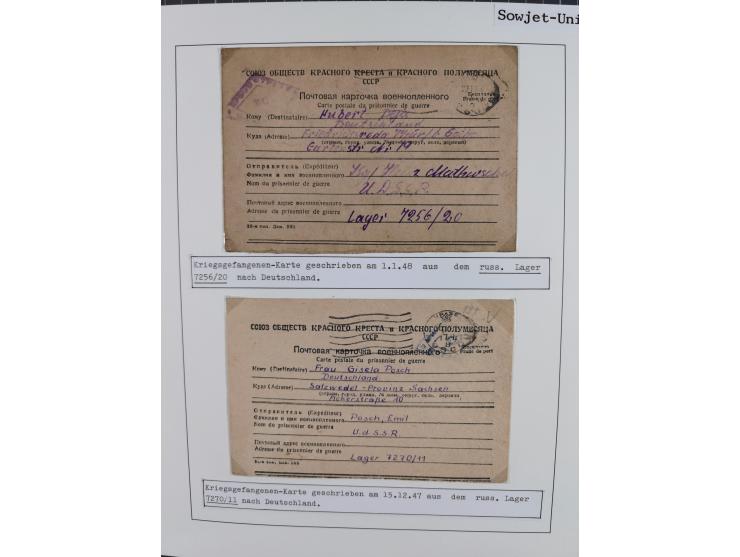 1941/47, umfangreiche Sammlung “Kriegsgefangenen- und Suchdienstpost” mit vielen verschiedenen Lagern, Zensuren, Überrolller,