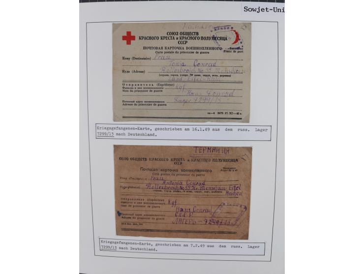 1941/47, umfangreiche Sammlung “Kriegsgefangenen- und Suchdienstpost” mit vielen verschiedenen Lagern, Zensuren, Überrolller,