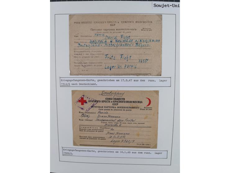 1941/47, umfangreiche Sammlung “Kriegsgefangenen- und Suchdienstpost” mit vielen verschiedenen Lagern, Zensuren, Überrolller,
