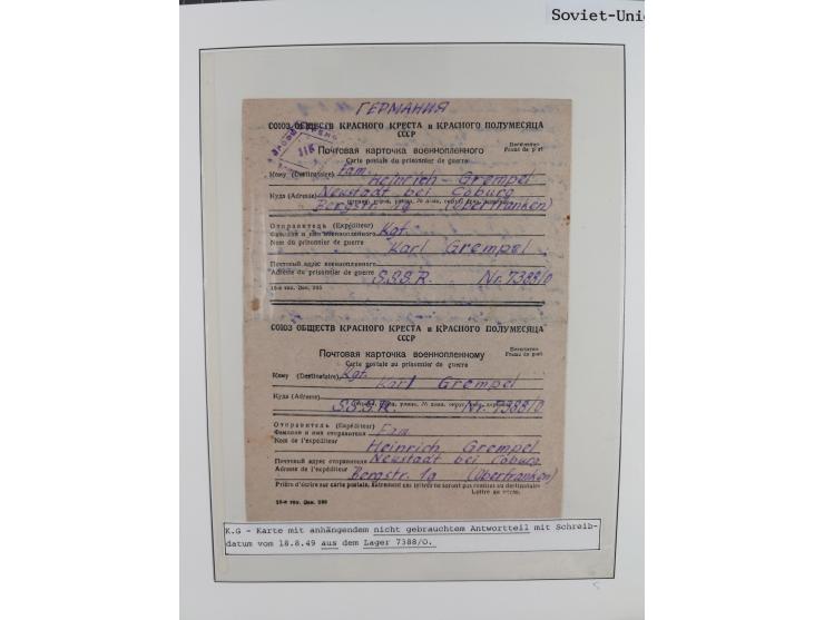 1941/47, umfangreiche Sammlung “Kriegsgefangenen- und Suchdienstpost” mit vielen verschiedenen Lagern, Zensuren, Überrolller,