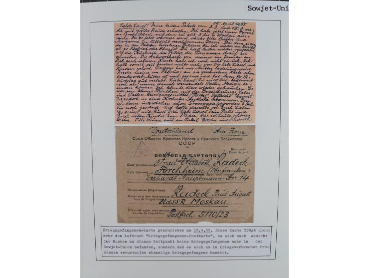 1941/47, umfangreiche Sammlung “Kriegsgefangenen- und Suchdienstpost” mit vielen verschiedenen Lagern, Zensuren, Überrolller,