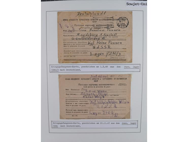 1941/47, umfangreiche Sammlung “Kriegsgefangenen- und Suchdienstpost” mit vielen verschiedenen Lagern, Zensuren, Überrolller,