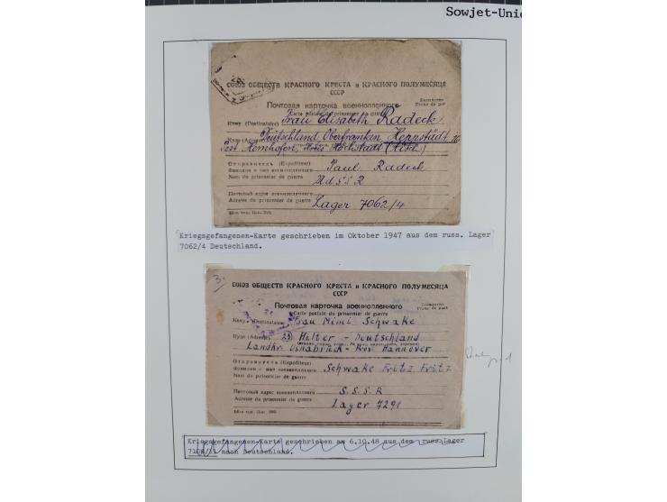 1941/47, umfangreiche Sammlung “Kriegsgefangenen- und Suchdienstpost” mit vielen verschiedenen Lagern, Zensuren, Überrolller,