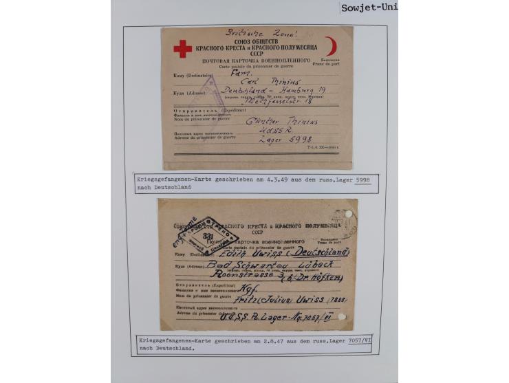 1941/47, umfangreiche Sammlung “Kriegsgefangenen- und Suchdienstpost” mit vielen verschiedenen Lagern, Zensuren, Überrolller,