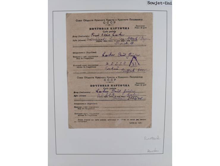 1941/47, umfangreiche Sammlung “Kriegsgefangenen- und Suchdienstpost” mit vielen verschiedenen Lagern, Zensuren, Überrolller,