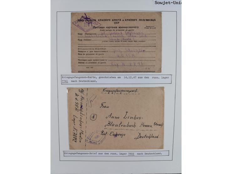 1941/47, umfangreiche Sammlung “Kriegsgefangenen- und Suchdienstpost” mit vielen verschiedenen Lagern, Zensuren, Überrolller,