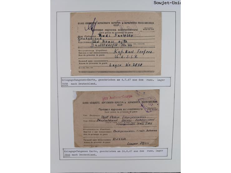 1941/47, umfangreiche Sammlung “Kriegsgefangenen- und Suchdienstpost” mit vielen verschiedenen Lagern, Zensuren, Überrolller,