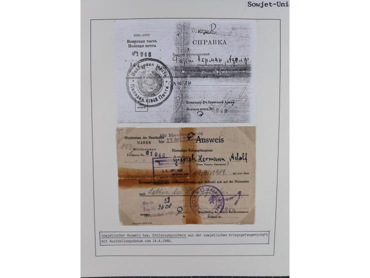 1941/47, umfangreiche Sammlung “Kriegsgefangenen- und Suchdienstpost” mit vielen verschiedenen Lagern, Zensuren, Überrolller,