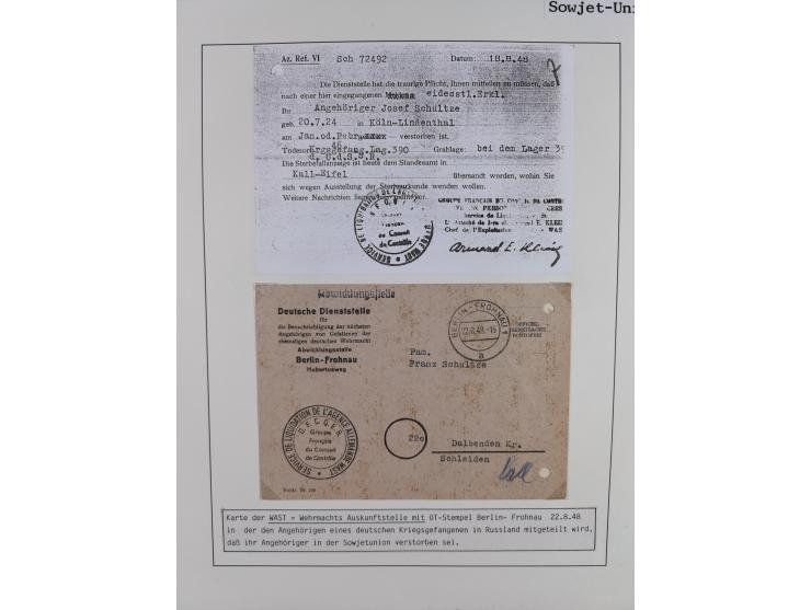 1941/47, umfangreiche Sammlung “Kriegsgefangenen- und Suchdienstpost” mit vielen verschiedenen Lagern, Zensuren, Überrolller,