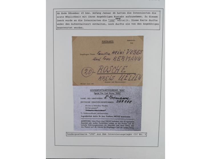 1941/47, umfangreiche Sammlung “Kriegsgefangenen- und Suchdienstpost” mit vielen verschiedenen Lagern, Zensuren, Überrolller,