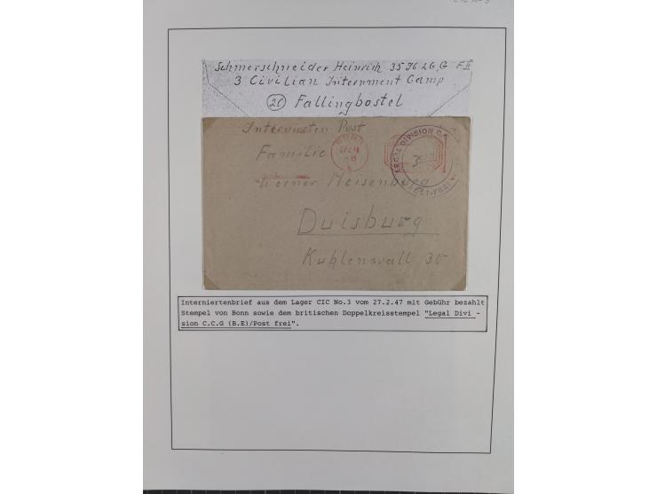 1941/47, umfangreiche Sammlung “Kriegsgefangenen- und Suchdienstpost” mit vielen verschiedenen Lagern, Zensuren, Überrolller,