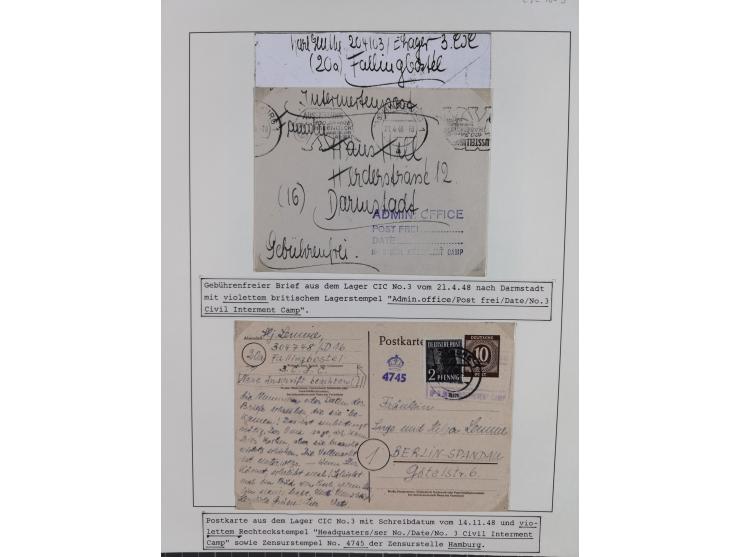 1941/47, umfangreiche Sammlung “Kriegsgefangenen- und Suchdienstpost” mit vielen verschiedenen Lagern, Zensuren, Überrolller,