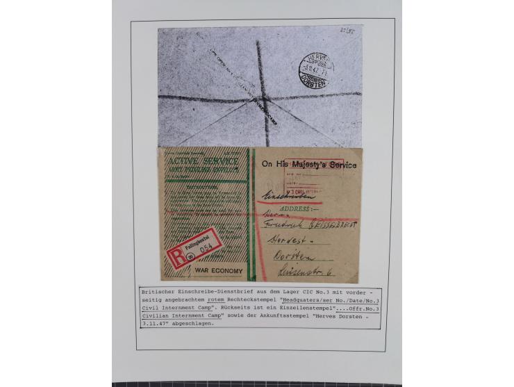1941/47, umfangreiche Sammlung “Kriegsgefangenen- und Suchdienstpost” mit vielen verschiedenen Lagern, Zensuren, Überrolller,