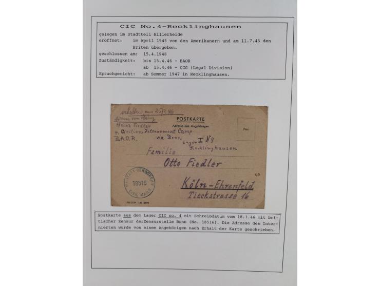 1941/47, umfangreiche Sammlung “Kriegsgefangenen- und Suchdienstpost” mit vielen verschiedenen Lagern, Zensuren, Überrolller,