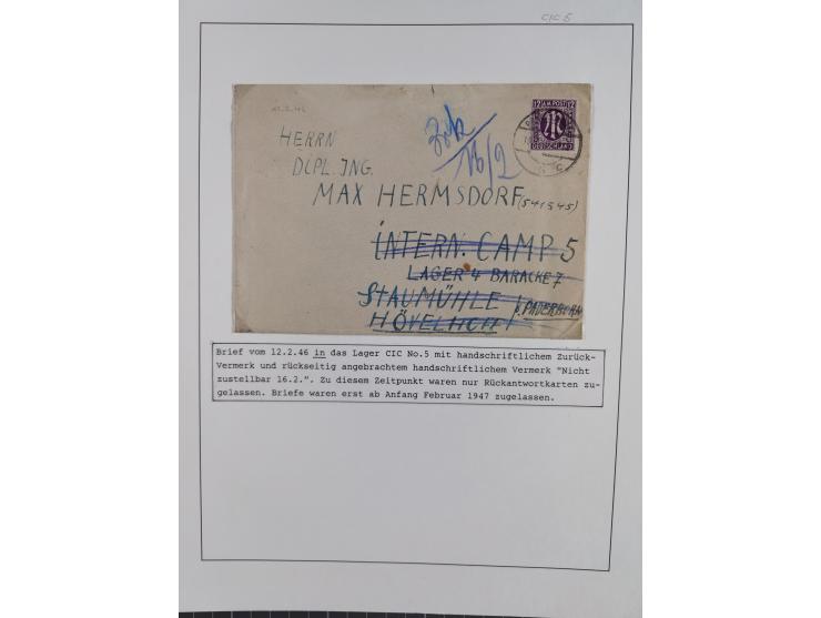 1941/47, umfangreiche Sammlung “Kriegsgefangenen- und Suchdienstpost” mit vielen verschiedenen Lagern, Zensuren, Überrolller,