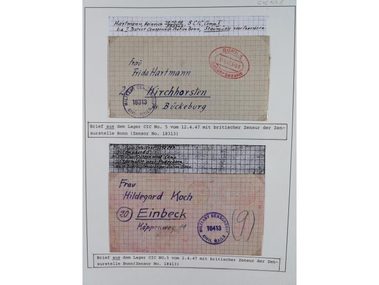 1941/47, umfangreiche Sammlung “Kriegsgefangenen- und Suchdienstpost” mit vielen verschiedenen Lagern, Zensuren, Überrolller,