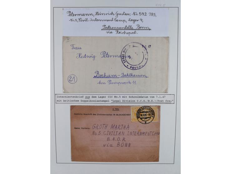 1941/47, umfangreiche Sammlung “Kriegsgefangenen- und Suchdienstpost” mit vielen verschiedenen Lagern, Zensuren, Überrolller,