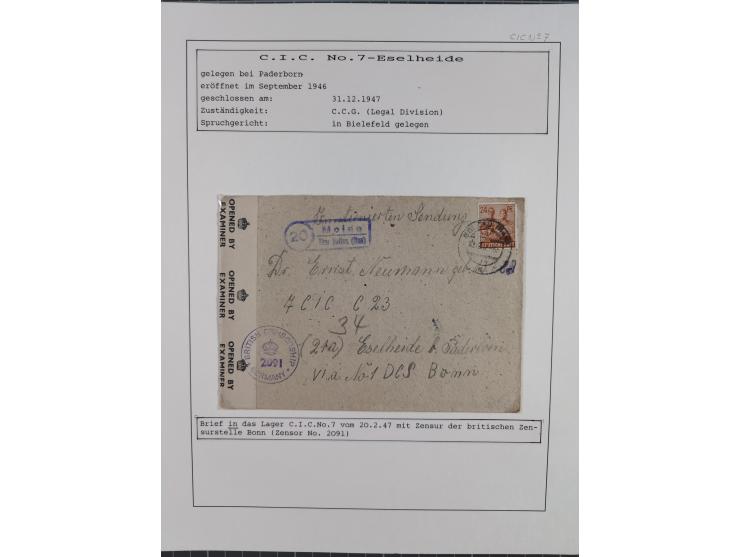 1941/47, umfangreiche Sammlung “Kriegsgefangenen- und Suchdienstpost” mit vielen verschiedenen Lagern, Zensuren, Überrolller,