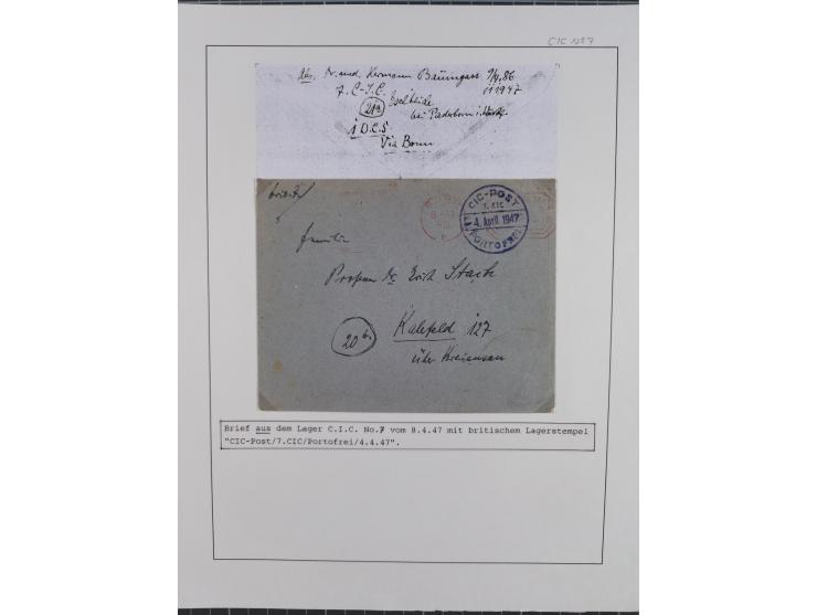 1941/47, umfangreiche Sammlung “Kriegsgefangenen- und Suchdienstpost” mit vielen verschiedenen Lagern, Zensuren, Überrolller,