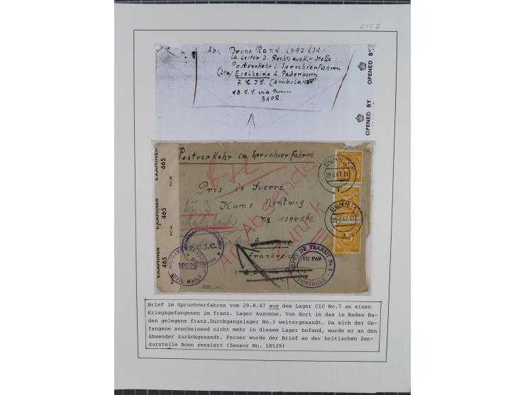 1941/47, umfangreiche Sammlung “Kriegsgefangenen- und Suchdienstpost” mit vielen verschiedenen Lagern, Zensuren, Überrolller,