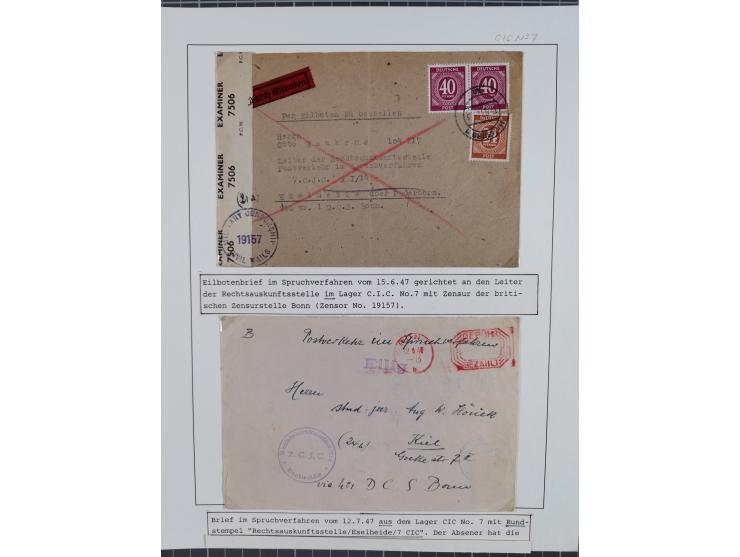 1941/47, umfangreiche Sammlung “Kriegsgefangenen- und Suchdienstpost” mit vielen verschiedenen Lagern, Zensuren, Überrolller,