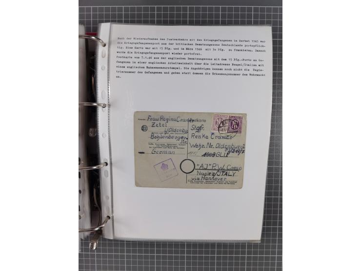 1941/47, umfangreiche Sammlung “Kriegsgefangenen- und Suchdienstpost” mit vielen verschiedenen Lagern, Zensuren, Überrolller,
