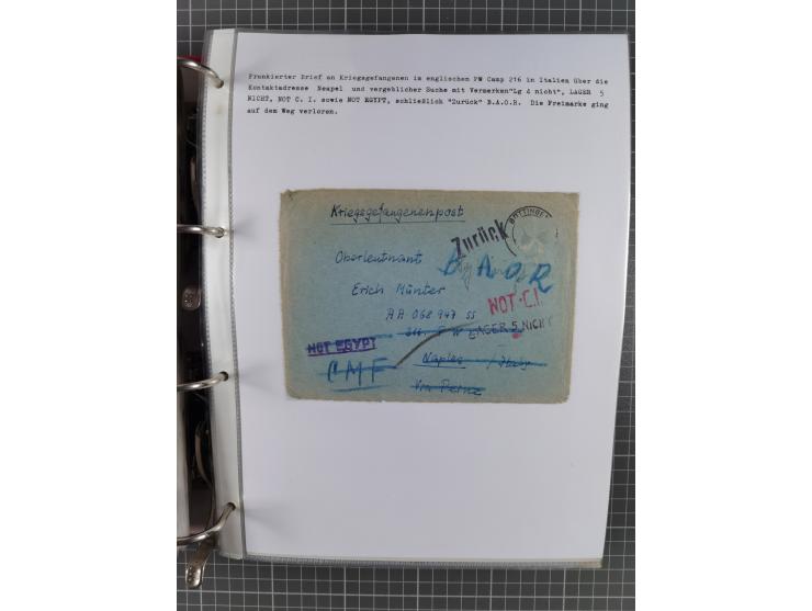 1941/47, umfangreiche Sammlung “Kriegsgefangenen- und Suchdienstpost” mit vielen verschiedenen Lagern, Zensuren, Überrolller,