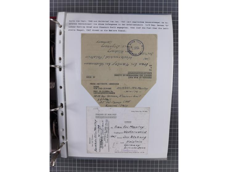 1941/47, umfangreiche Sammlung “Kriegsgefangenen- und Suchdienstpost” mit vielen verschiedenen Lagern, Zensuren, Überrolller,
