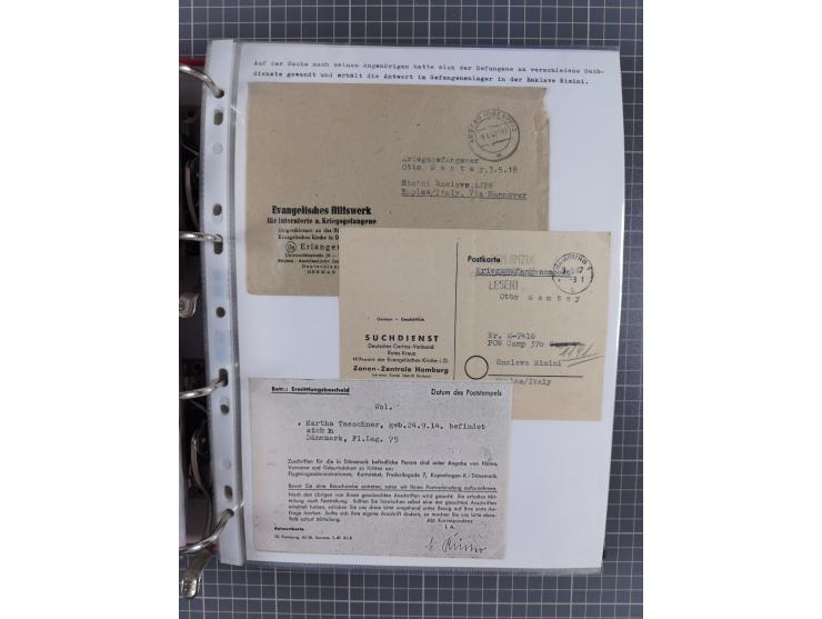 1941/47, umfangreiche Sammlung “Kriegsgefangenen- und Suchdienstpost” mit vielen verschiedenen Lagern, Zensuren, Überrolller,