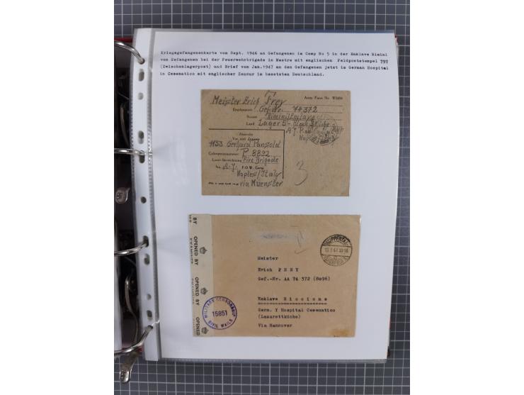1941/47, umfangreiche Sammlung “Kriegsgefangenen- und Suchdienstpost” mit vielen verschiedenen Lagern, Zensuren, Überrolller,