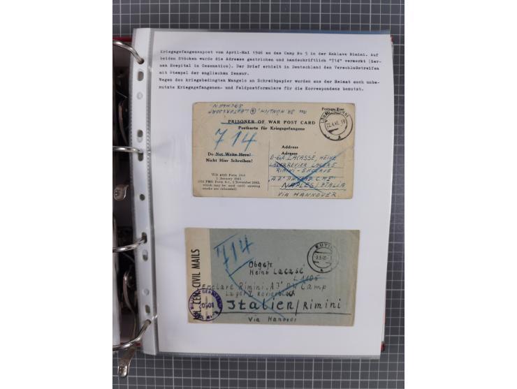 1941/47, umfangreiche Sammlung “Kriegsgefangenen- und Suchdienstpost” mit vielen verschiedenen Lagern, Zensuren, Überrolller,