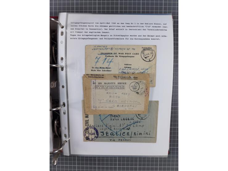 1941/47, umfangreiche Sammlung “Kriegsgefangenen- und Suchdienstpost” mit vielen verschiedenen Lagern, Zensuren, Überrolller,