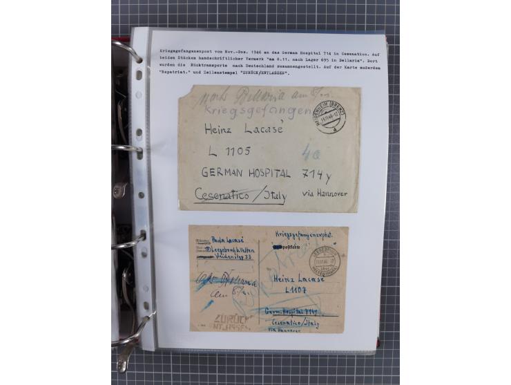 1941/47, umfangreiche Sammlung “Kriegsgefangenen- und Suchdienstpost” mit vielen verschiedenen Lagern, Zensuren, Überrolller,