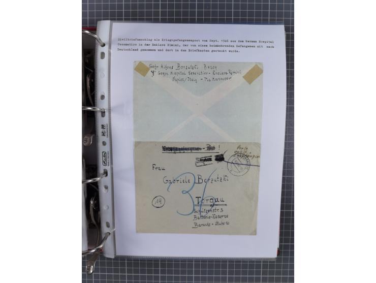 1941/47, umfangreiche Sammlung “Kriegsgefangenen- und Suchdienstpost” mit vielen verschiedenen Lagern, Zensuren, Überrolller,
