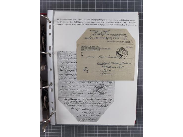 1941/47, umfangreiche Sammlung “Kriegsgefangenen- und Suchdienstpost” mit vielen verschiedenen Lagern, Zensuren, Überrolller,