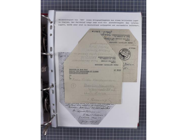 1941/47, umfangreiche Sammlung “Kriegsgefangenen- und Suchdienstpost” mit vielen verschiedenen Lagern, Zensuren, Überrolller,