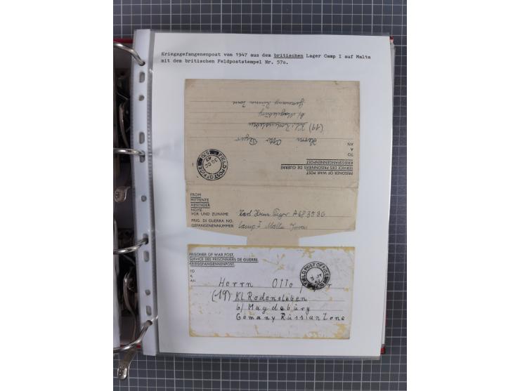 1941/47, umfangreiche Sammlung “Kriegsgefangenen- und Suchdienstpost” mit vielen verschiedenen Lagern, Zensuren, Überrolller,