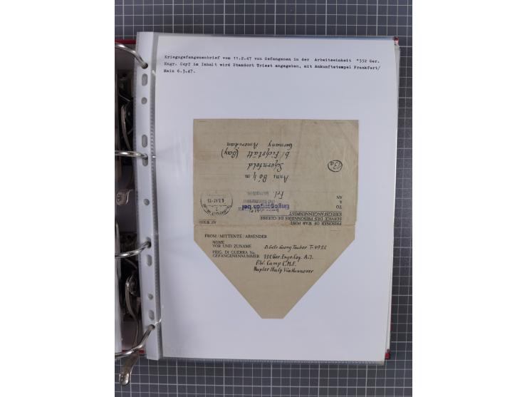 1941/47, umfangreiche Sammlung “Kriegsgefangenen- und Suchdienstpost” mit vielen verschiedenen Lagern, Zensuren, Überrolller,