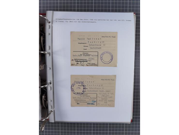 1941/47, umfangreiche Sammlung “Kriegsgefangenen- und Suchdienstpost” mit vielen verschiedenen Lagern, Zensuren, Überrolller,
