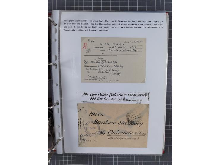 1941/47, umfangreiche Sammlung “Kriegsgefangenen- und Suchdienstpost” mit vielen verschiedenen Lagern, Zensuren, Überrolller,