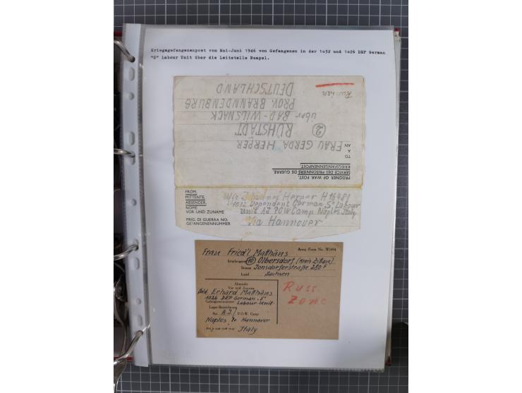 1941/47, umfangreiche Sammlung “Kriegsgefangenen- und Suchdienstpost” mit vielen verschiedenen Lagern, Zensuren, Überrolller,
