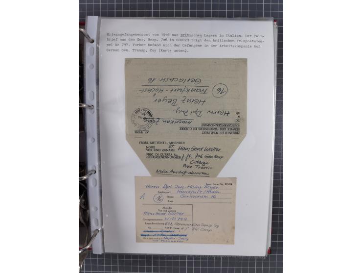 1941/47, umfangreiche Sammlung “Kriegsgefangenen- und Suchdienstpost” mit vielen verschiedenen Lagern, Zensuren, Überrolller,