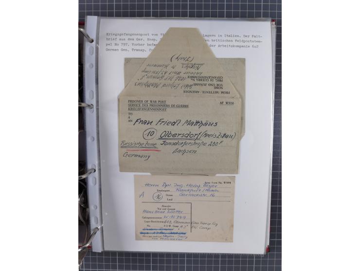 1941/47, umfangreiche Sammlung “Kriegsgefangenen- und Suchdienstpost” mit vielen verschiedenen Lagern, Zensuren, Überrolller,