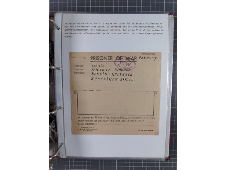 1941/47, umfangreiche Sammlung “Kriegsgefangenen- und Suchdienstpost” mit vielen verschiedenen Lagern, Zensuren, Überrolller,