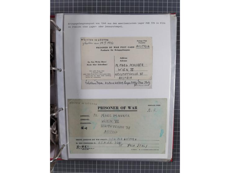 1941/47, umfangreiche Sammlung “Kriegsgefangenen- und Suchdienstpost” mit vielen verschiedenen Lagern, Zensuren, Überrolller,