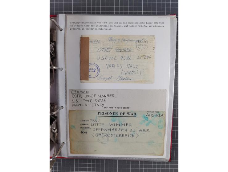 1941/47, umfangreiche Sammlung “Kriegsgefangenen- und Suchdienstpost” mit vielen verschiedenen Lagern, Zensuren, Überrolller,