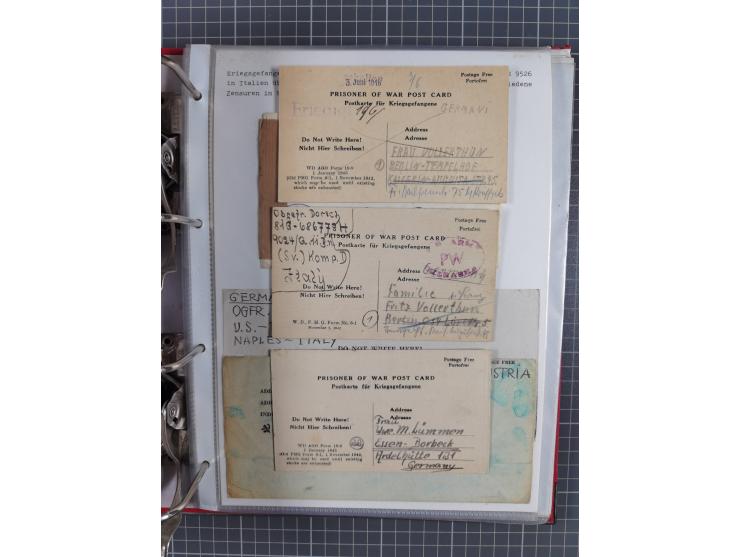 1941/47, umfangreiche Sammlung “Kriegsgefangenen- und Suchdienstpost” mit vielen verschiedenen Lagern, Zensuren, Überrolller,