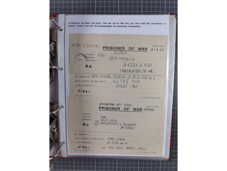 1941/47, umfangreiche Sammlung “Kriegsgefangenen- und Suchdienstpost” mit vielen verschiedenen Lagern, Zensuren, Überrolller,