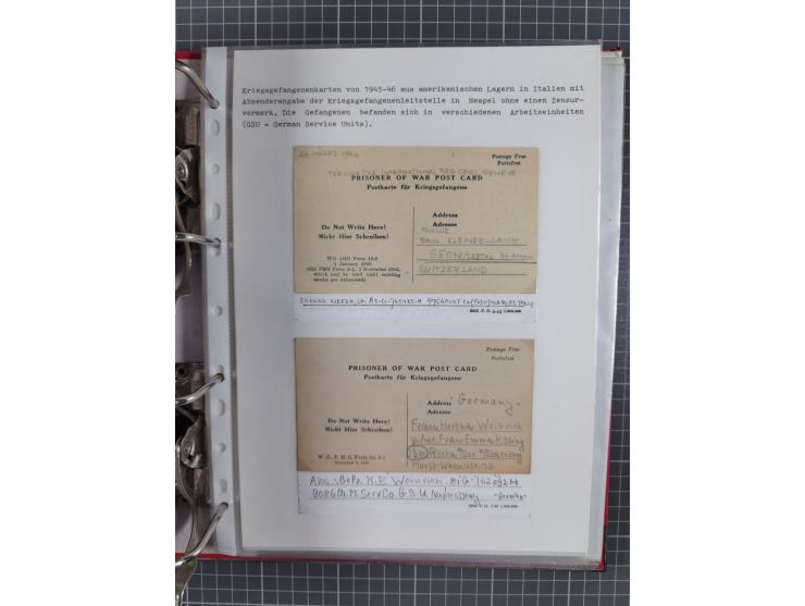 1941/47, umfangreiche Sammlung “Kriegsgefangenen- und Suchdienstpost” mit vielen verschiedenen Lagern, Zensuren, Überrolller,